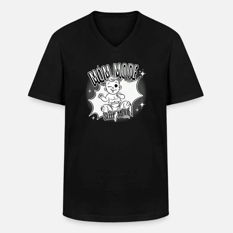 Mom Mode On – Sleep Mode Off - Männer-T-Shirt mit V-Ausschnitt - Schwarz