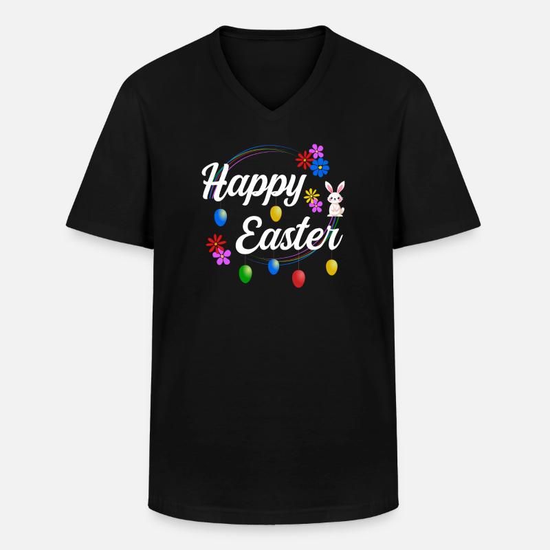 Happy Easter - Männer-T-Shirt mit V-Ausschnitt - Schwarz