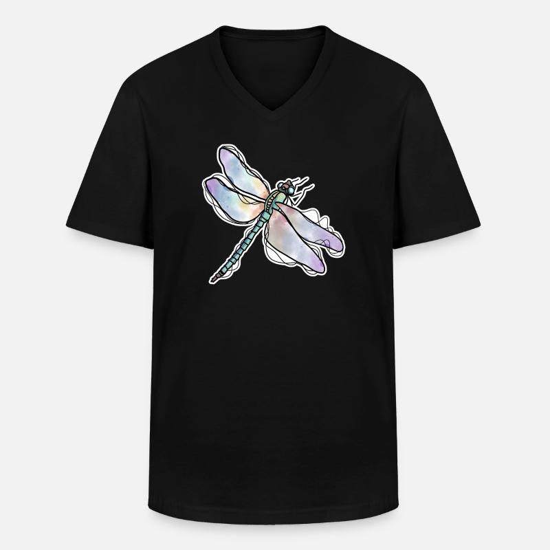 Libelle - Männer-T-Shirt mit V-Ausschnitt - Schwarz