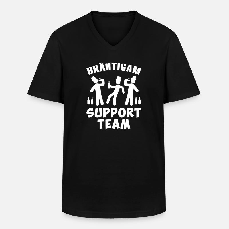 Bräutigam Support Team design - Männer-T-Shirt mit V-Ausschnitt - Schwarz