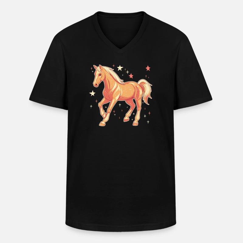 Pferd mit Sternen - Männer-T-Shirt mit V-Ausschnitt - Schwarz