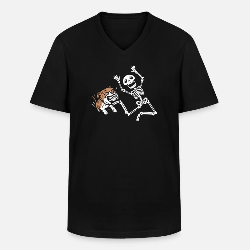 Skeleton running - Männer-T-Shirt mit V-Ausschnitt - Schwarz