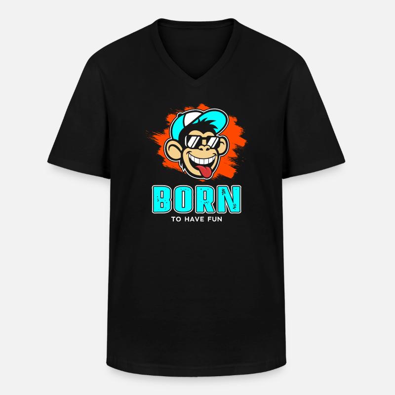 Born - Männer-T-Shirt mit V-Ausschnitt - Schwarz