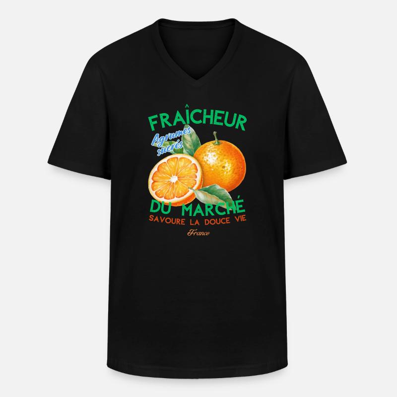 Fraicheur du marché - Männer-T-Shirt mit V-Ausschnitt - Schwarz
