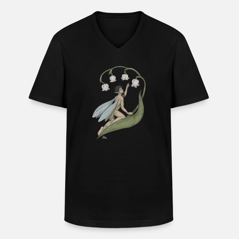 Pixie mit Maiglöckchen - Männer-T-Shirt mit V-Ausschnitt - Schwarz