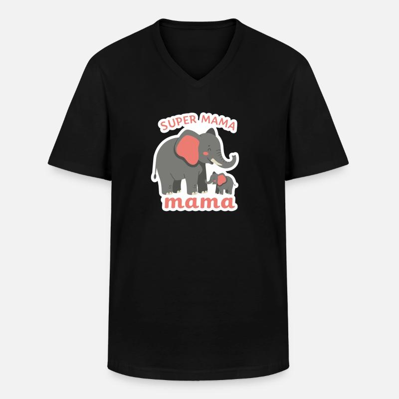 Super Elefant Mama - Männer-T-Shirt mit V-Ausschnitt - Schwarz