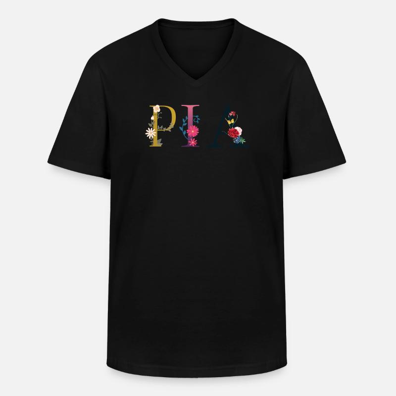 Pia - Männer-T-Shirt mit V-Ausschnitt - Schwarz