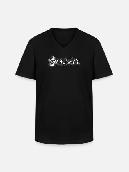 Angst tommelfinger op Ironisk mentalt sundhedsdesign. - Klassisk herre T-shirt med V-udskæring - sort