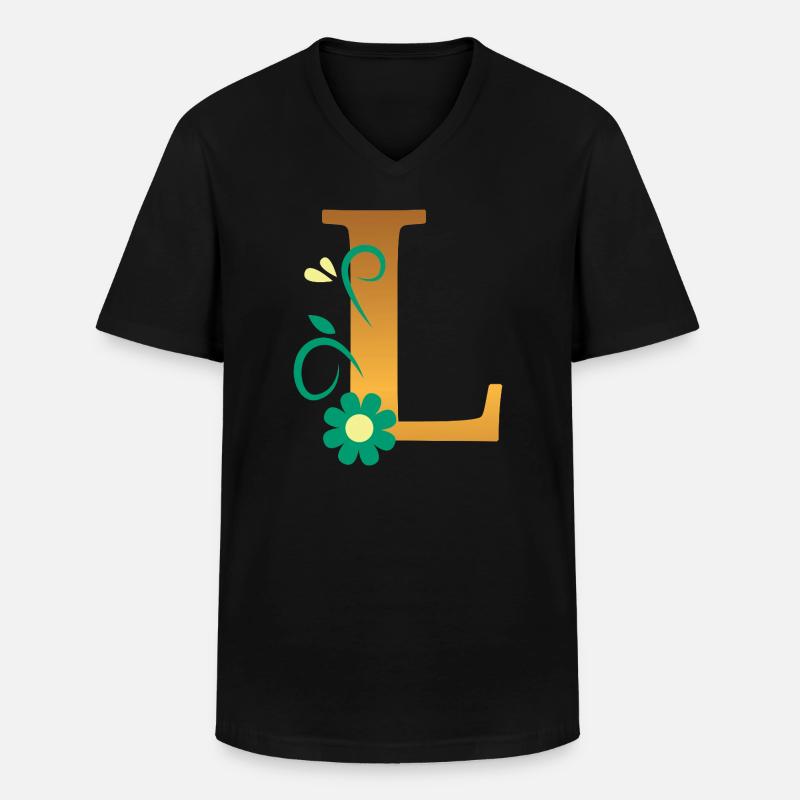 L - Männer-T-Shirt mit V-Ausschnitt - Schwarz