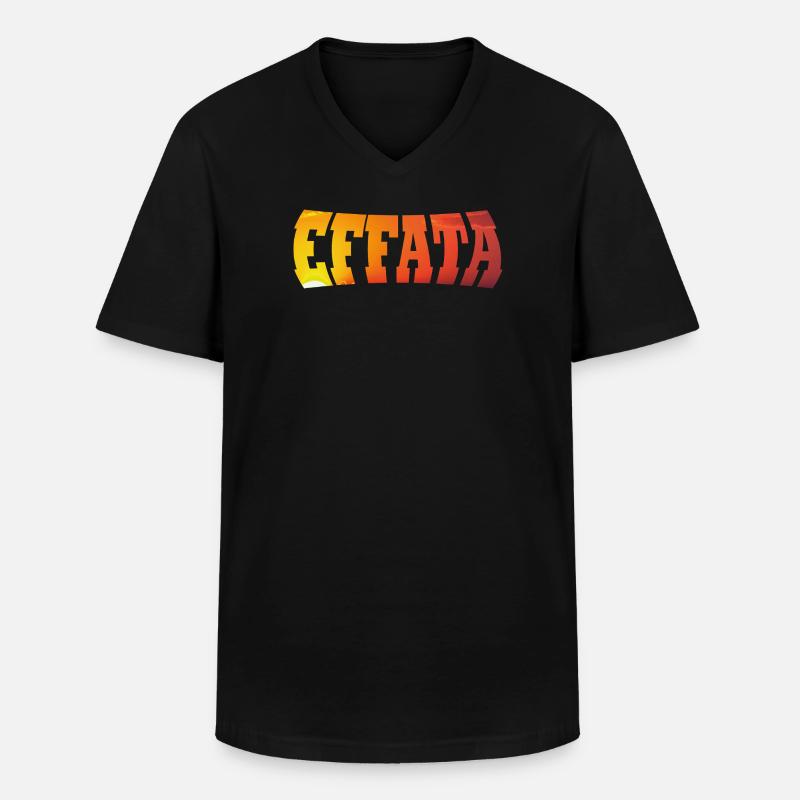 EFFATA - Men's V-Neck T-Shirt - black