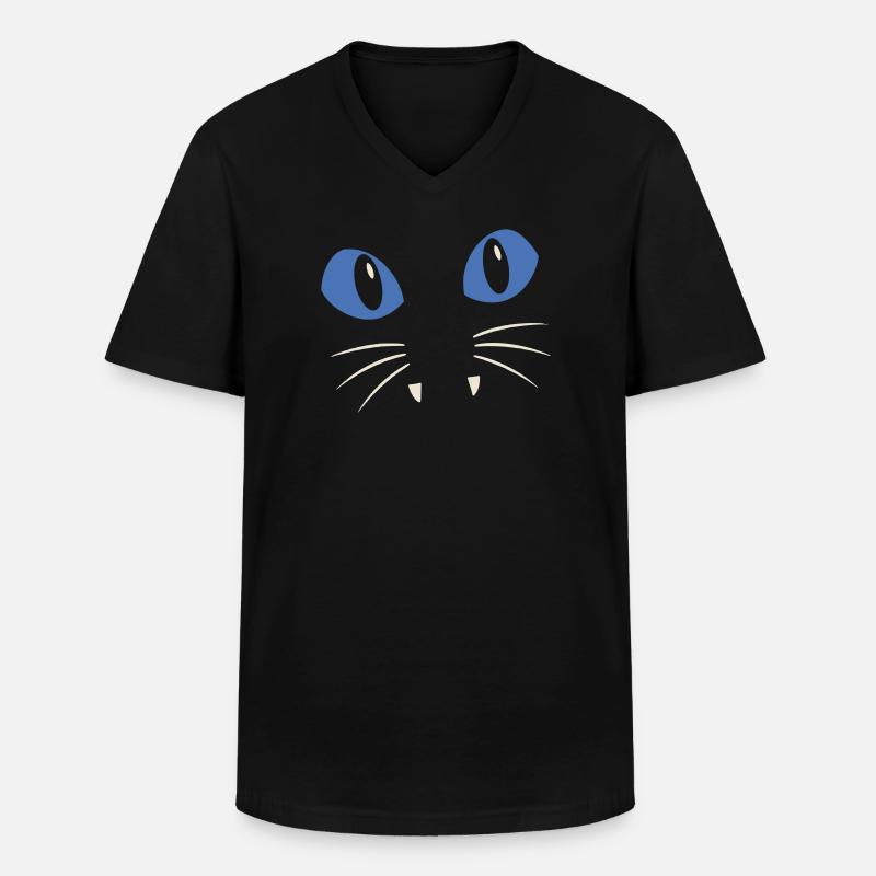 Blauäugige Katze - Männer-T-Shirt mit V-Ausschnitt - Schwarz