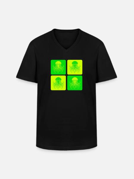 Jellyfish – Minimal Ocean Art - Men's V-Neck T-Shirt - black