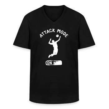 attack mode Volleyball - Beachvolleyball Spieler - Männer-T-Shirt mit V-Ausschnitt - Schwarz - Vorne - AI Model Male 178 dark (178cm)
