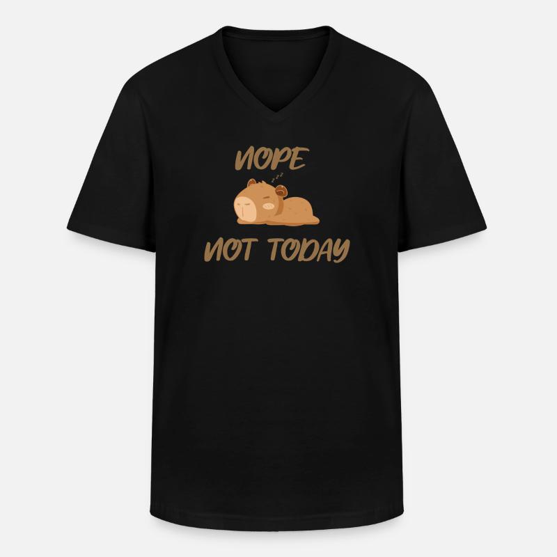 Nope not today capybara - Männer-T-Shirt mit V-Ausschnitt - Schwarz