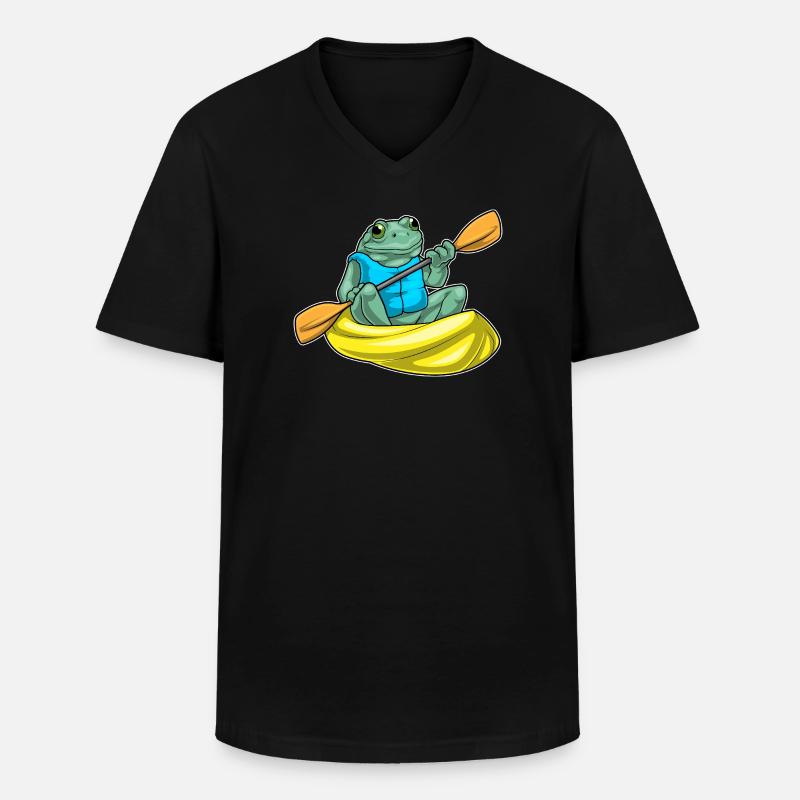 Frosch Kayak Paddel - Männer-T-Shirt mit V-Ausschnitt - Schwarz