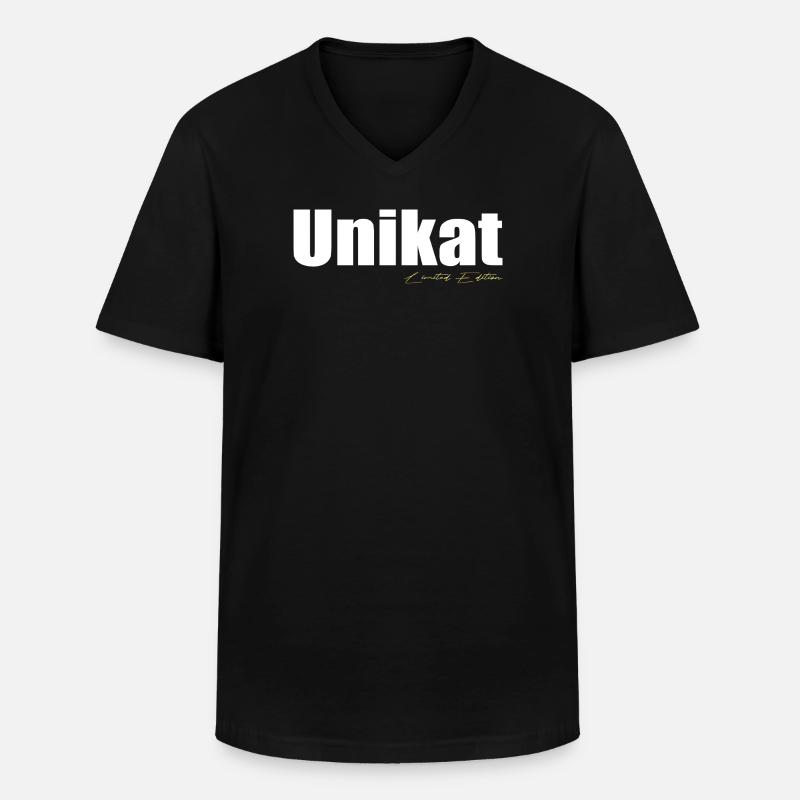 Unikat - Männer-T-Shirt mit V-Ausschnitt - Schwarz
