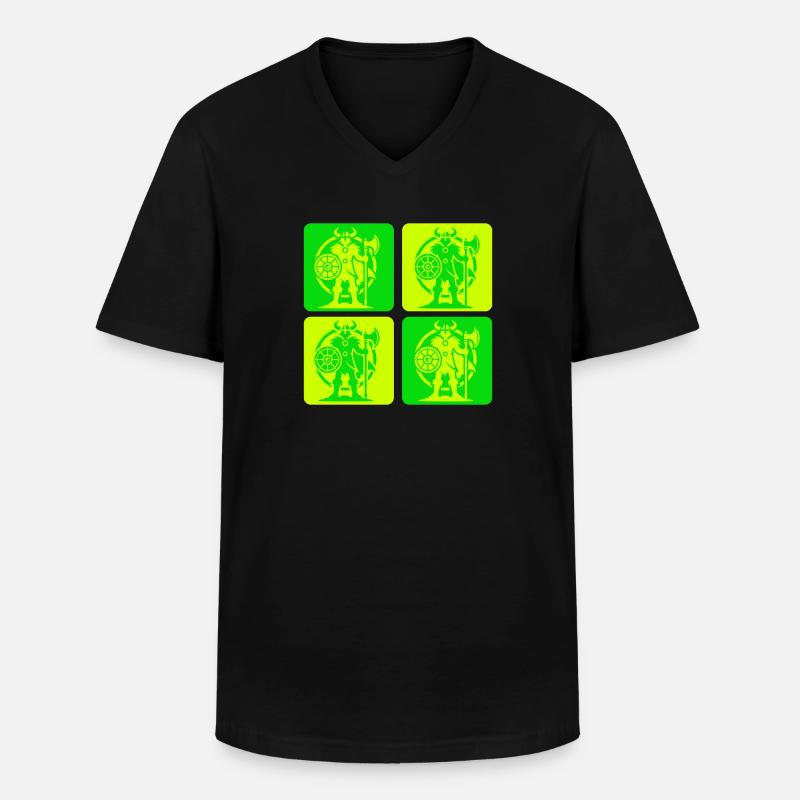Nordischer Wikinger Silhouette - Männer-T-Shirt mit V-Ausschnitt - Schwarz