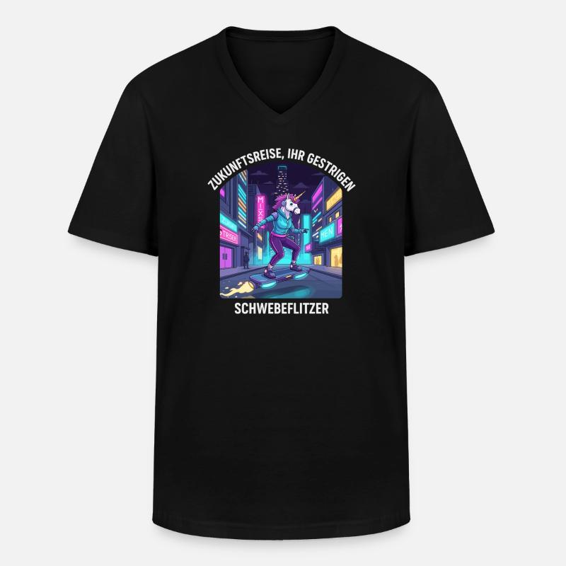Zukunftseinhorn - Männer-T-Shirt mit V-Ausschnitt - Schwarz