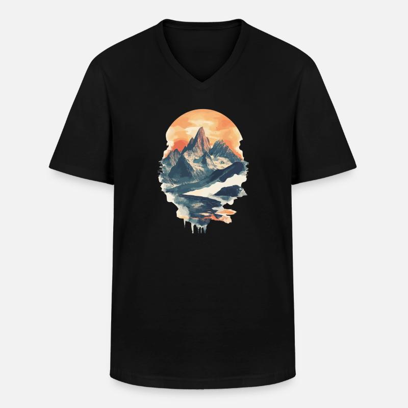 Berge Klettern Kletterer Wandern - Männer-T-Shirt mit V-Ausschnitt - Schwarz