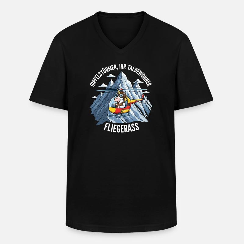 Einhorn-Pilot - Männer-T-Shirt mit V-Ausschnitt - Schwarz