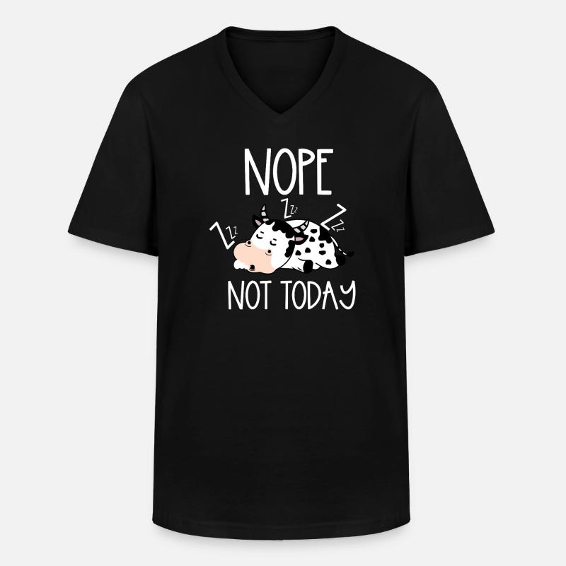 Nope not today cow - Männer-T-Shirt mit V-Ausschnitt - Schwarz