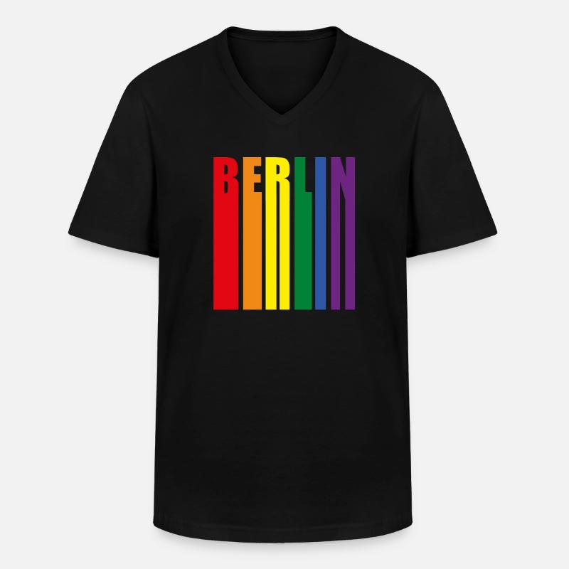 Berlin Regenbogen Pride Geschenk - Männer-T-Shirt mit V-Ausschnitt - Schwarz