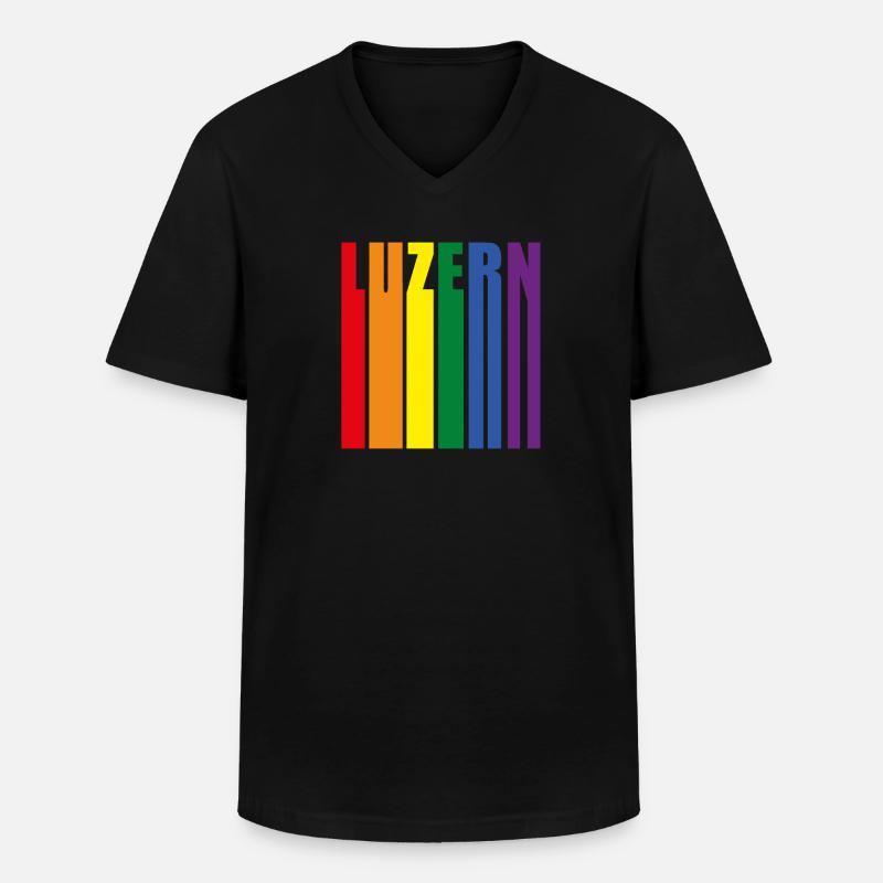 Luzern Schweiz Regenbogen Pride Geschenk - Männer-T-Shirt mit V-Ausschnitt - Schwarz
