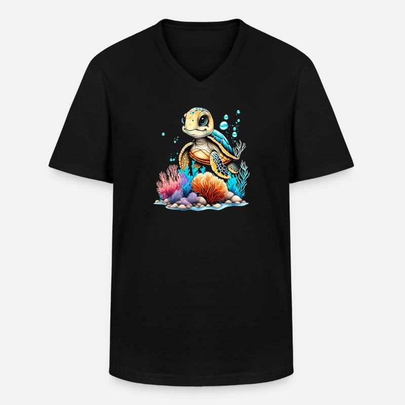 Lebendige Unterwasser-Schildkrötenszene - Männer-T-Shirt mit V-Ausschnitt - Schwarz
