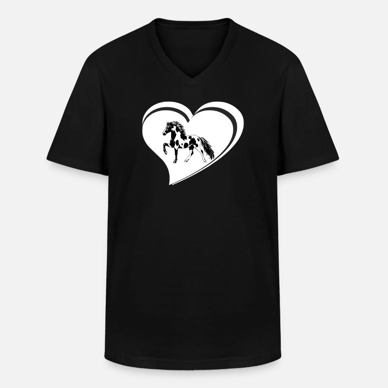 Edles Islandpferd Schecke im Tölt Damen Mädchen - Männer-T-Shirt mit V-Ausschnitt - Schwarz