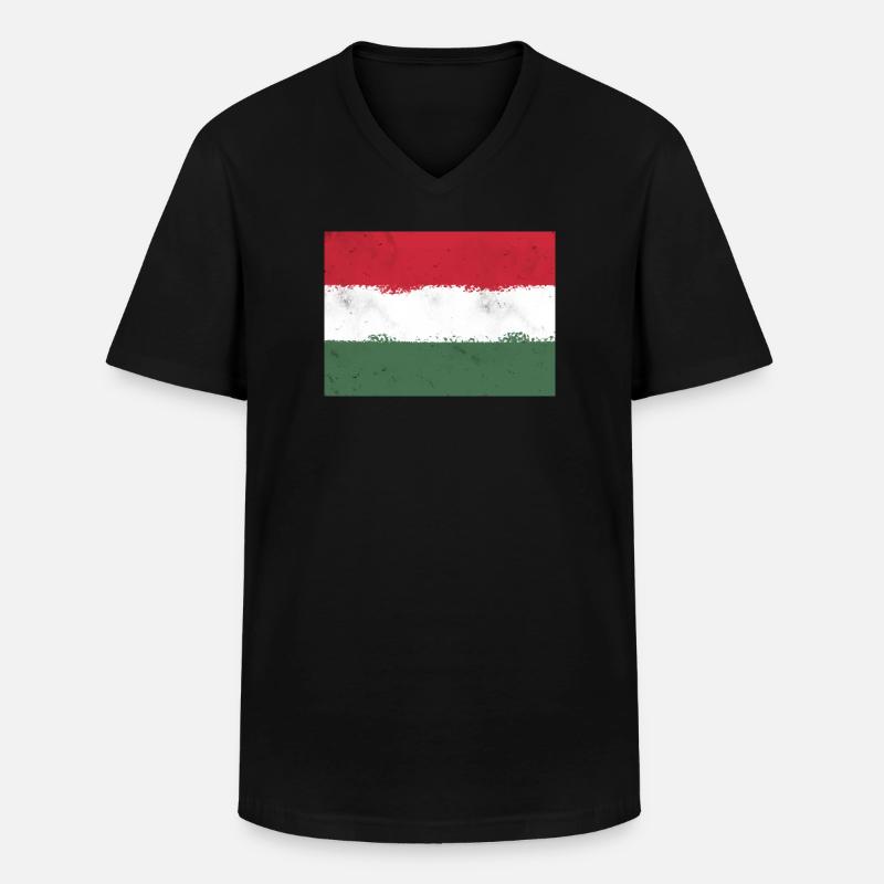 Flagge von Ungarn - Männer-T-Shirt mit V-Ausschnitt - Schwarz
