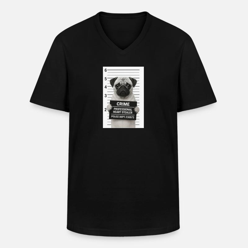 Verbrecherischer Mops - Männer-T-Shirt mit V-Ausschnitt - Schwarz