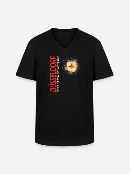 Düsseldorf - Männer-T-Shirt mit V-Ausschnitt - Schwarz