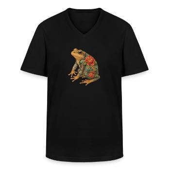 Yakuza Frog – Silence à l’encre - T-shirt col V Homme - noir - Devant - AI Model Male 178 dark (178cm)