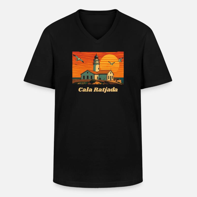 Cala Ratjada - Mallorca - Männer-T-Shirt mit V-Ausschnitt - Schwarz