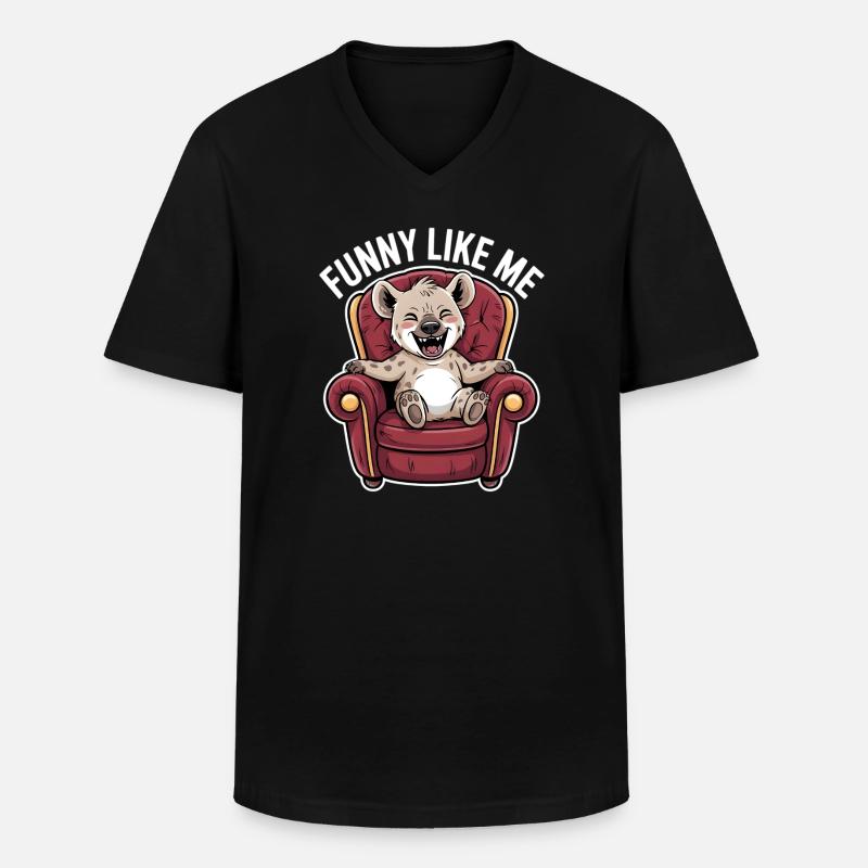 Niedliche Hyäne Comicfigur - Männer-T-Shirt mit V-Ausschnitt - Schwarz