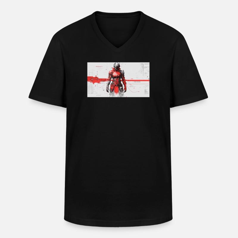 Futuristischer Cyber-Samurai - Männer-T-Shirt mit V-Ausschnitt - Schwarz