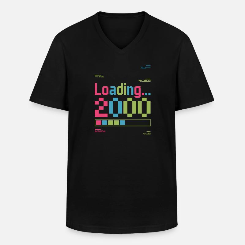 Pixel Retro Design Loading 2000 - Männer-T-Shirt mit V-Ausschnitt - Schwarz