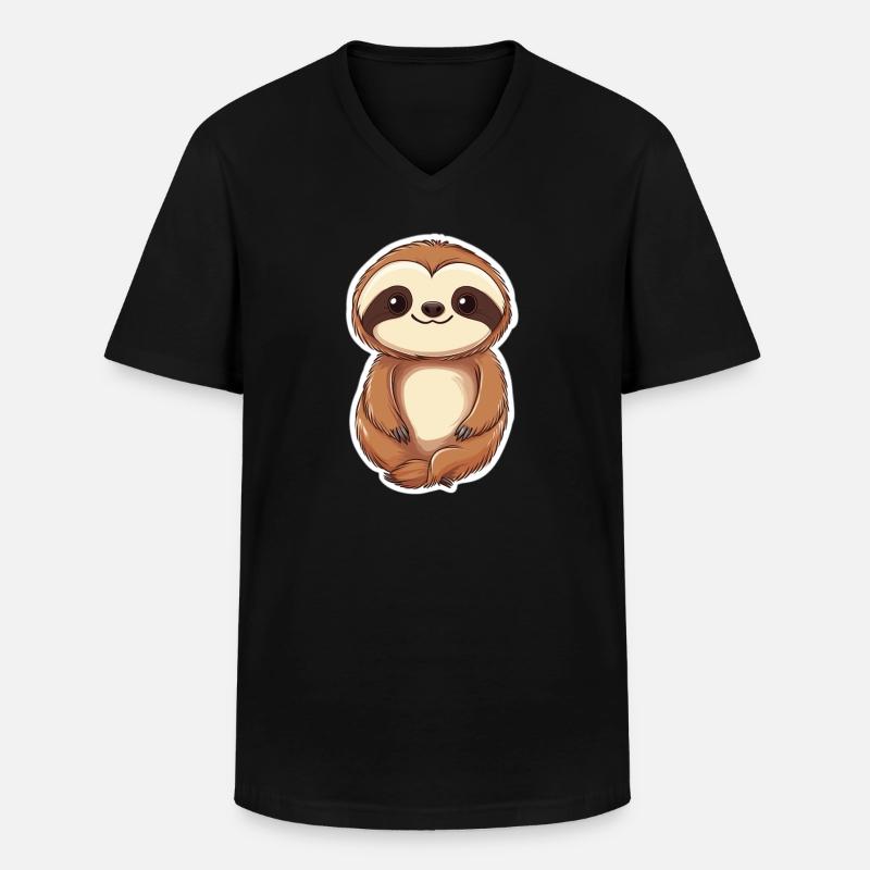 Faultier - Männer-T-Shirt mit V-Ausschnitt - Schwarz