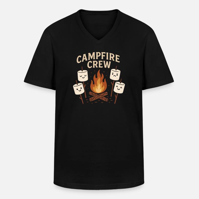 Campfire Crew - Marshmallow Campfire Group - Men's V-Neck T-Shirt - black
