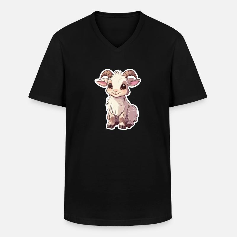 Ziege - Männer-T-Shirt mit V-Ausschnitt - Schwarz