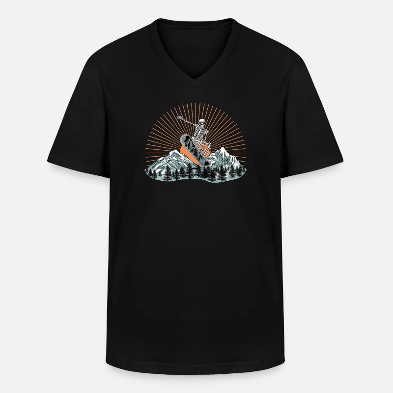 Kallio Surf Skelett Design - Männer-T-Shirt mit V-Ausschnitt - Schwarz