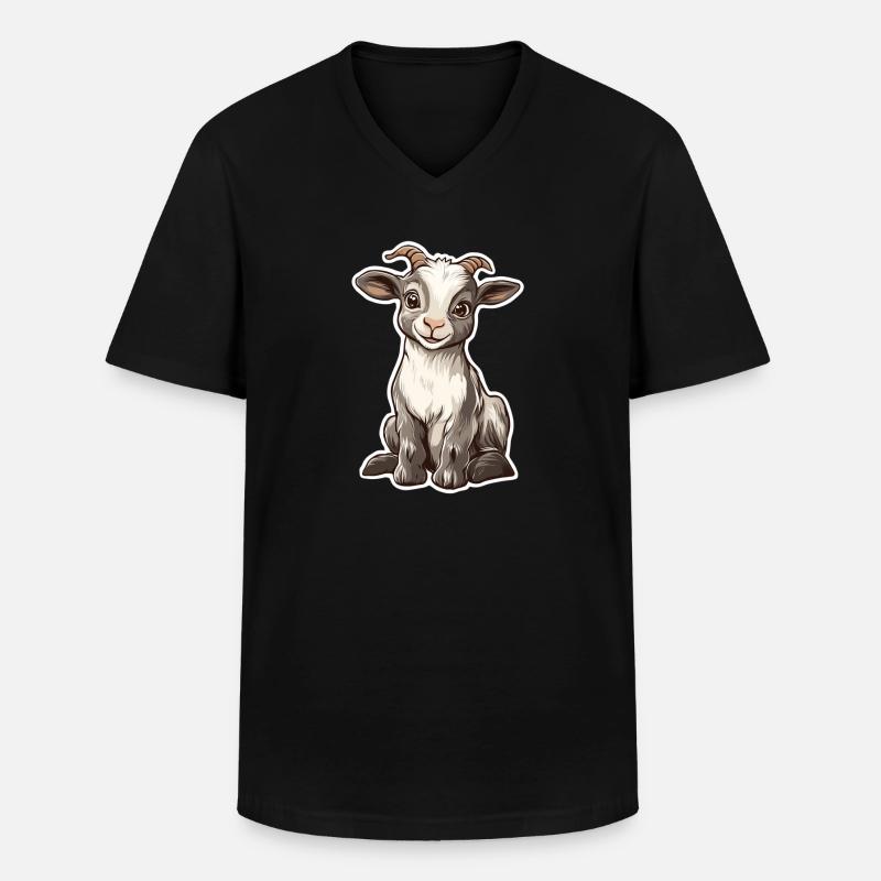 Ziege - Männer-T-Shirt mit V-Ausschnitt - Schwarz