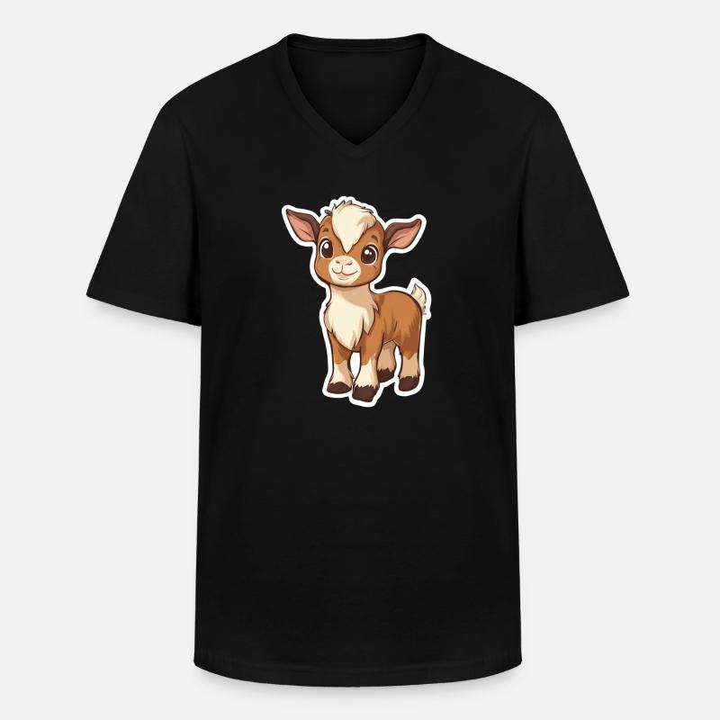 Ziege - Männer-T-Shirt mit V-Ausschnitt - Schwarz
