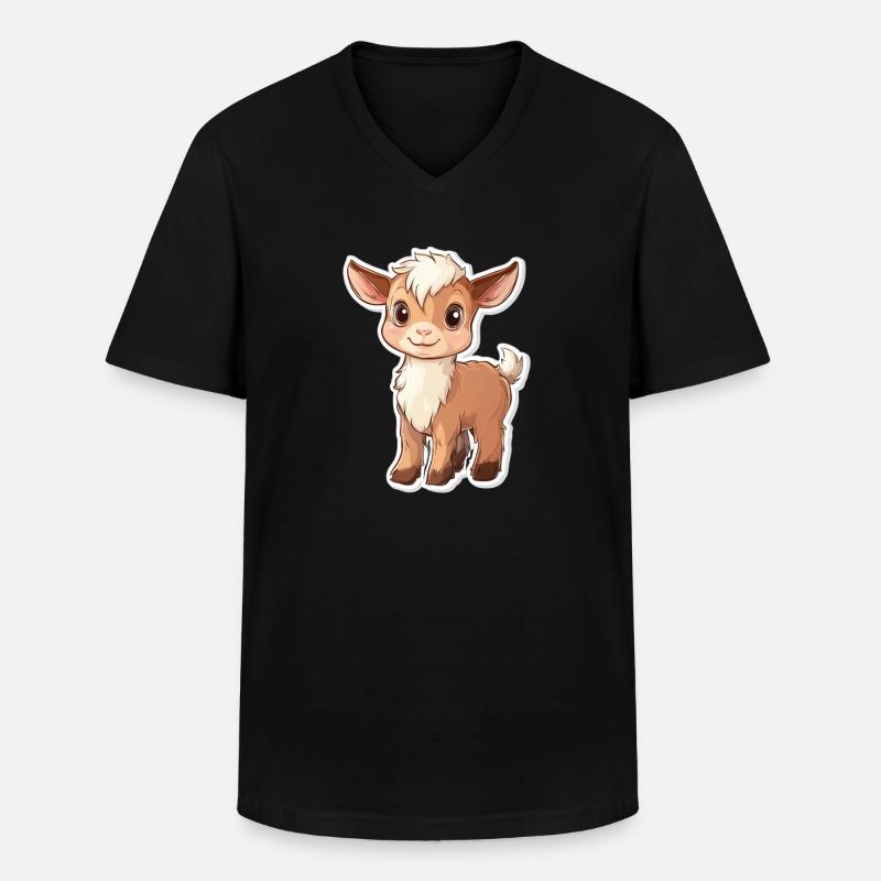 Ziege - Männer-T-Shirt mit V-Ausschnitt - Schwarz