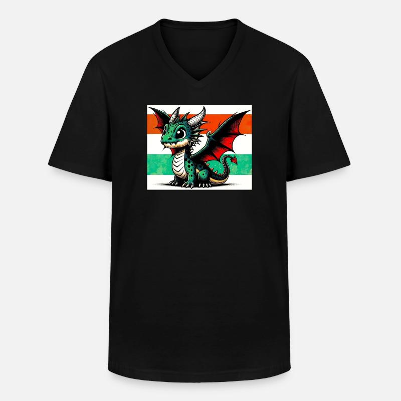 Drache - Männer-T-Shirt mit V-Ausschnitt - Schwarz