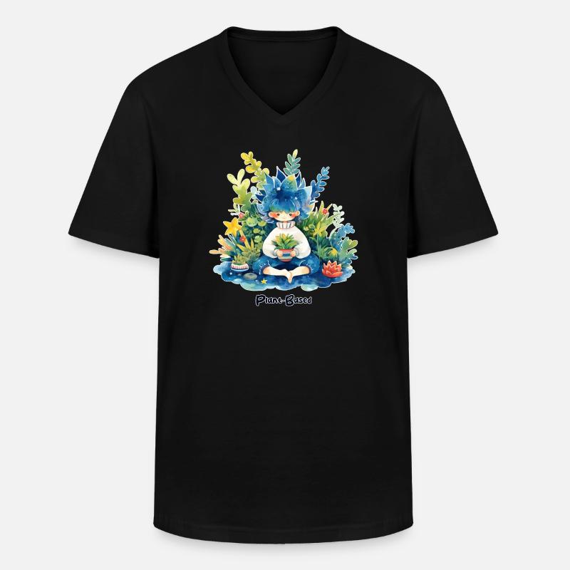 Pflanzlich - Männer-T-Shirt mit V-Ausschnitt - Schwarz