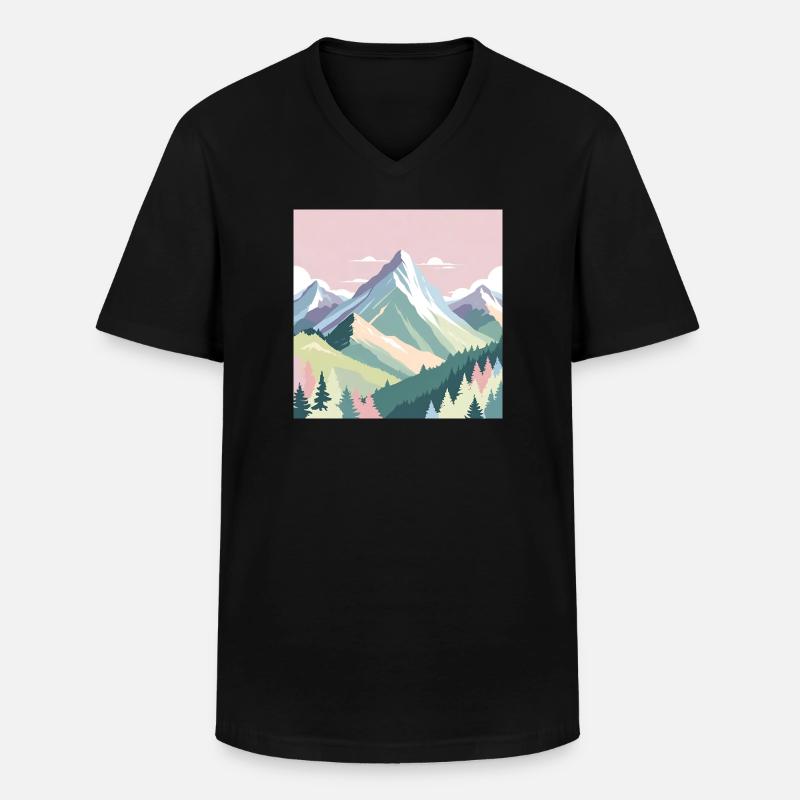 Abstrakte Berglandschaft mit Pastellfarben - Männer-T-Shirt mit V-Ausschnitt - Schwarz