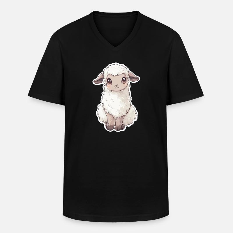 Schaf - Männer-T-Shirt mit V-Ausschnitt - Schwarz