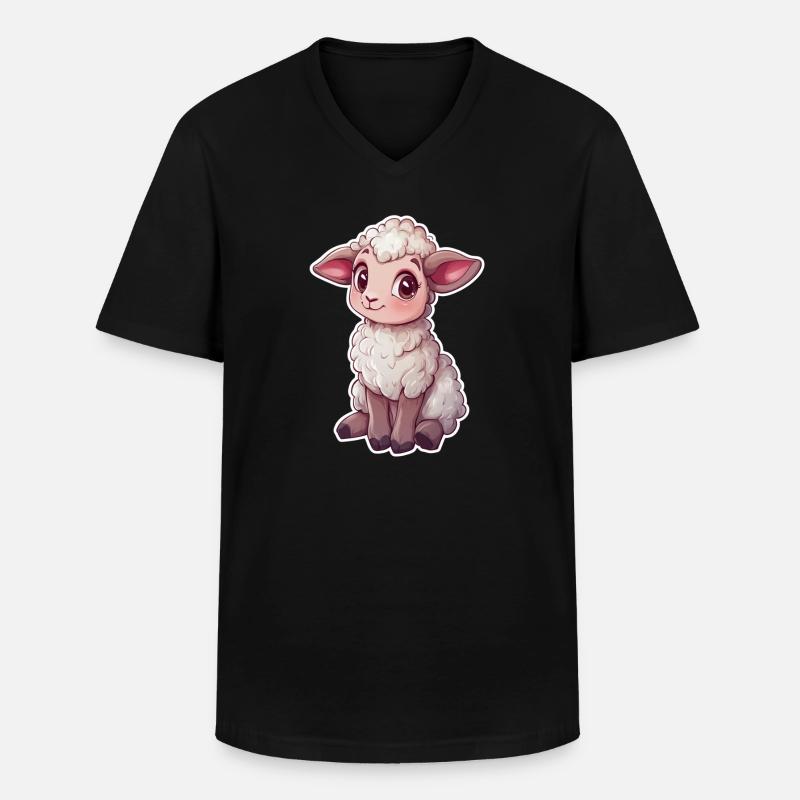 Schaf - Männer-T-Shirt mit V-Ausschnitt - Schwarz