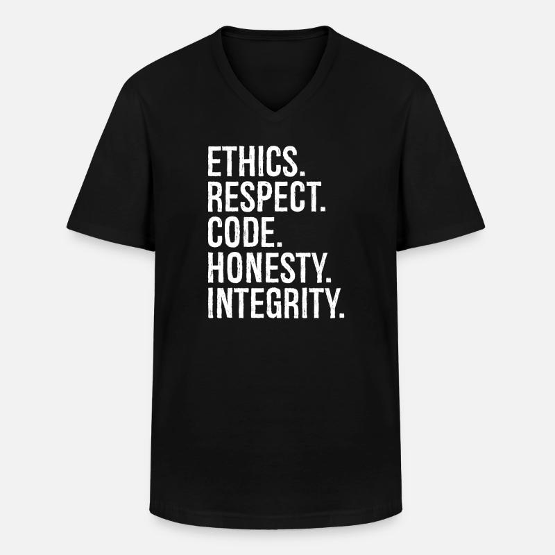 ethics respect code honesty integrity - Männer-T-Shirt mit V-Ausschnitt - Schwarz
